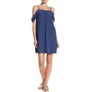 Anthropologie Greylin Riya Pintuck Draped Sleeves Mini Dress Blue Bohemian Small